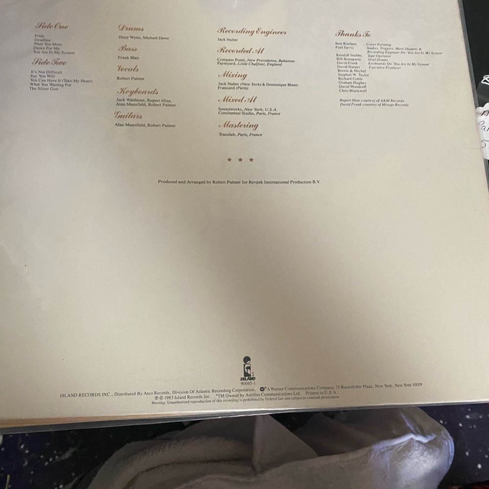 VGC Robert Palmer - Pride 1st Press LP UK Island Records 1983 ILPS 9720